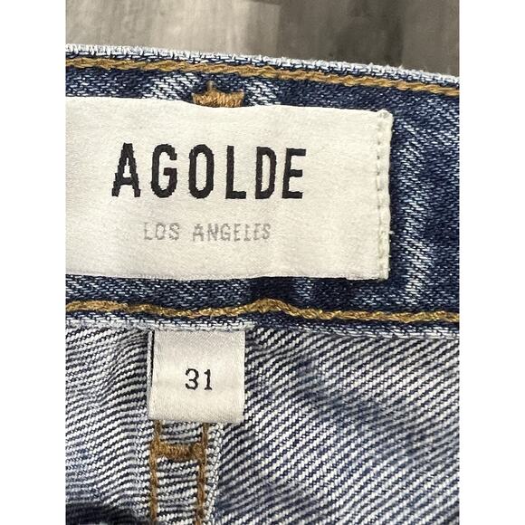 Agolde Womens Cotton Distressed Light-Wash Buttoned Denim Shorts Blue Size 31 - Picture 2 of 4